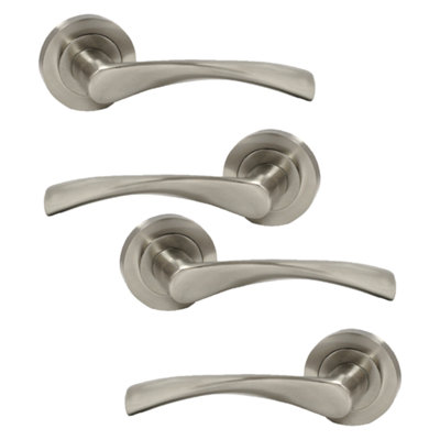 Betley Butterfly MultiPack Astrid Door Handles Latch Twist Lever On RoseSatin 120mmAluminiumPack Of 2 from B&Q