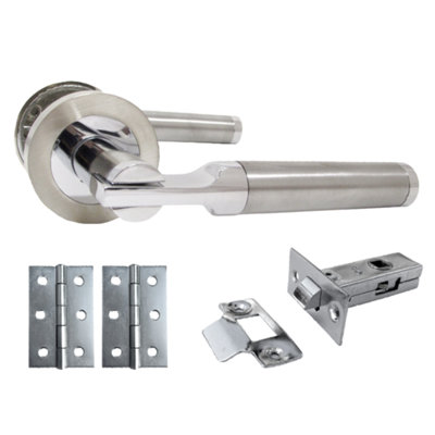 Betley Butterfly Electra Door Handles Latch Lever On Rose DuoChrome Satin Latch Pack Hinges 140mmAluminiumSatin Nickel64mm