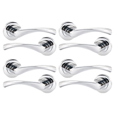 Betley Butterfly MultiPack Astrid Door Handles Latch Twist Lever On RoseChrome 120mmAluminiumPack Of 4 from B&Q