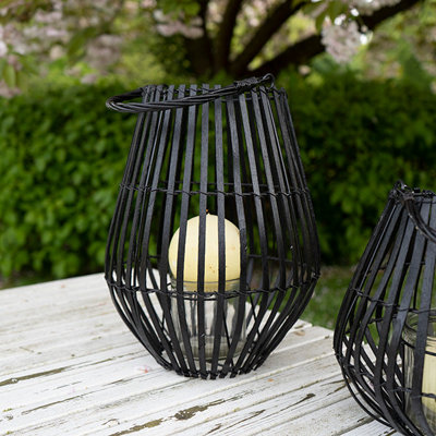Madison & Mayfair Urban Lantern Matt Black Slatted With A Chic Handle from B&Q
