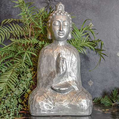 Madison & Mayfair Serene Silver Resin Buddha Statue from B&Q