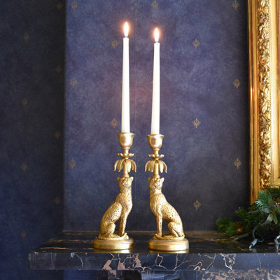 Madison & Mayfair Set Of Two Gold LeopardLavish Candleholder from B&Q