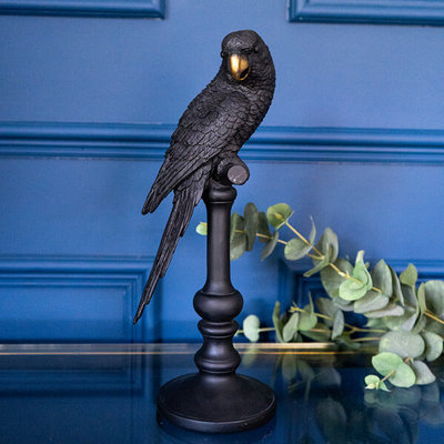 Madison & Mayfair Black And Gold Parrot Bird Ornament On Stand from B&Q