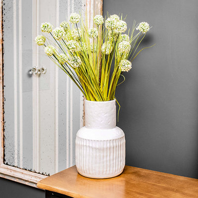 Madison & Mayfair Art Deco Style Cream Vase With A Wide Neck And Ridges from B&Q