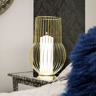 Madison & Mayfair Art Deco StyleLarge Wire Lantern Vase Gold from B&Q