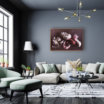 Madison & Mayfair Artistic Purple Flower Print On A Canvas In A Gold Frame