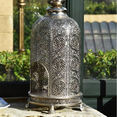 Madison & Mayfair Large Detailed Silver Finished Lantern from B&Q