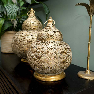 Madison & Mayfair Exquisite Small Gold Lantern With Intricate Detailing from B&Q