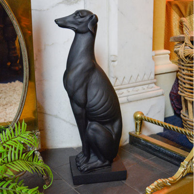 Madison & Mayfair Art Deco Sitting Black Greyhound On Plinth Ornament from B&Q