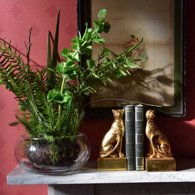 Madison & Mayfair Serene Green Lifelike Plant Arrangement In Clear Glass Fishbowl