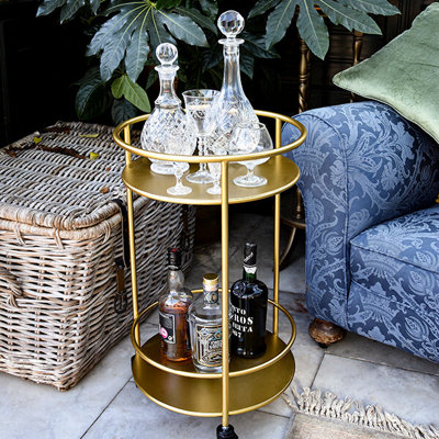 Madison & Mayfair Small Round Drinks TrolleyGold from B&Q
