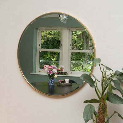 Madison & Mayfair Large 80Cm Round Mirror With Gold Metal Frame
