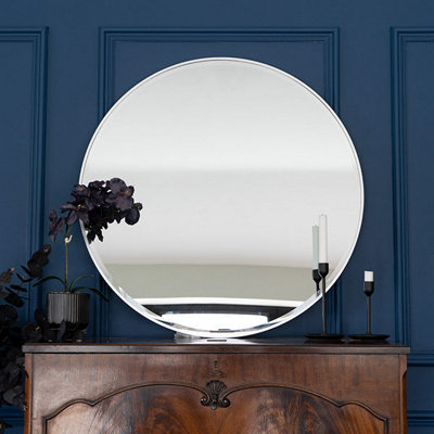 Madison & Mayfair 80Cm Round Wall Mirror With A Silver Frame