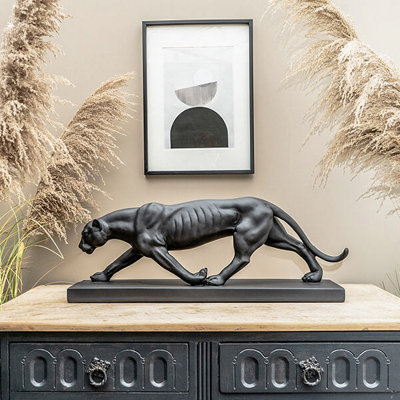 Madison & Mayfair Art Deco Style Black Panther On Plynth Ornament from B&Q