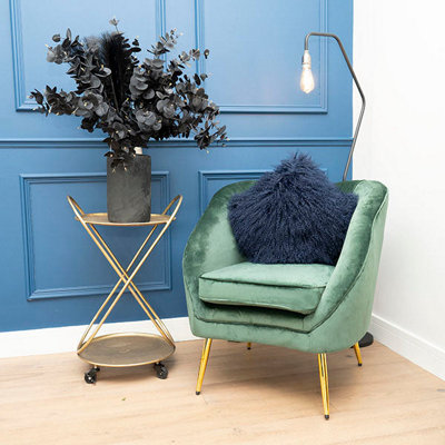 Madison & Mayfair Emerald Green Kensington Velvet Chair With Padded Cushion And Gold Legs from B&Q