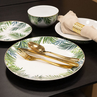 Madison & Mayfair Set Of Four Emerald Green Eden Decal Dinner Plates from B&Q