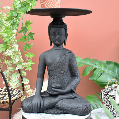 Madison & Mayfair Elegant Black Resin Buddha Table from B&Q