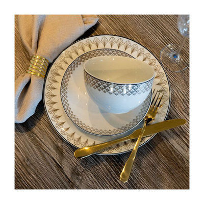 Madison & Mayfair Set Of Four Black And Gold Rice Bowls from B&Q