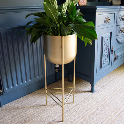 Madison & Mayfair Chic Gold Metal Planter With Stylish Stand from B&Q