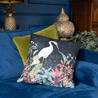 Madison & Mayfair Dark Grey Floral Stork Design Cushion from B&Q