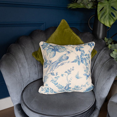 Madison & Mayfair Turquoise And White Floral Design Cushion from B&Q