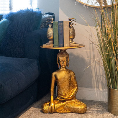 Madison & Mayfair Gold Finished Resin Buddha Table from B&Q