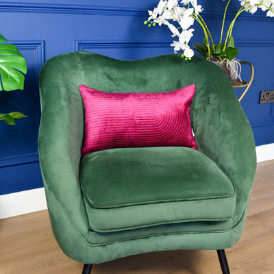 Madison & Mayfair Rectangular Cushion Quilt Velvet Curved Lines Fuschia from B&Q