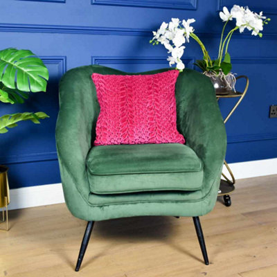Madison & Mayfair Luxurious Smocked Velvet Fuschia Square Cushion from B&Q