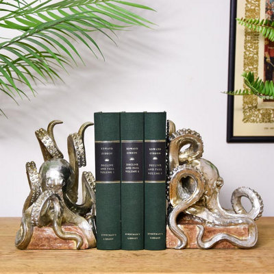 Madison & Mayfair Lavish Octopus Bookends Silver from B&Q