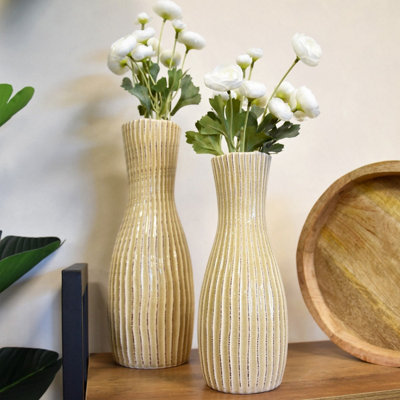 Madison & Mayfair Elegant & Stylish Cream Bottle Ridged Vase from B&Q