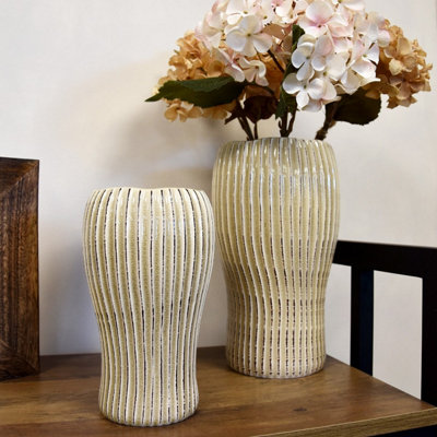 Madison & Mayfair Timeless Elegance Cream Dutch Ridged Vase from B&Q