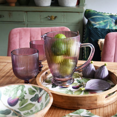 Madison & Mayfair 20Cm All Glass Jug Striped Plum