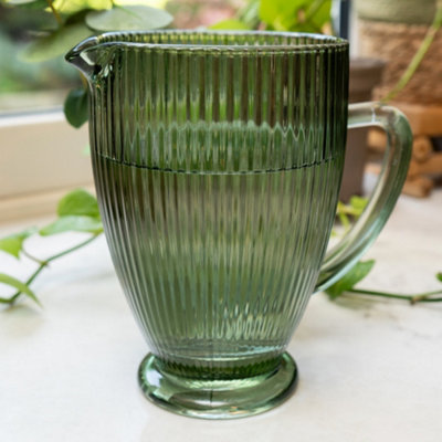 Madison & Mayfair 20Cm All Glass Jug Striped Green from B&Q