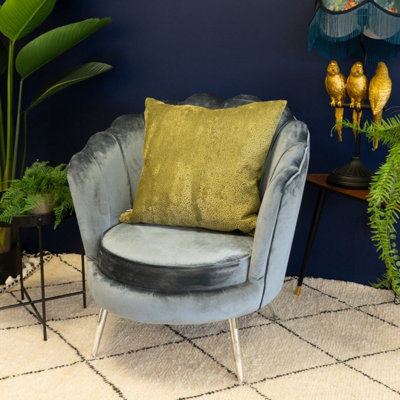 Madison & Mayfair Comfy Velvet Olive Square Cushion from B&Q