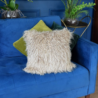 Madison & Mayfair Luxurious Natural Fleece & Suede Square Cushion from B&Q