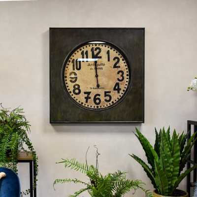 B&Q -  Large Elegant Antiquité De Paris: Square Industrial Wall Clock