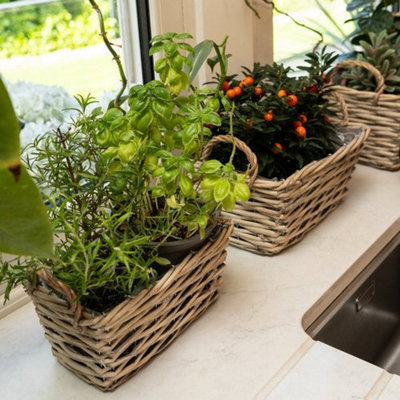 Madison & Mayfair Set Of Three Wicker Baskets With Liners & Handles from B&Q