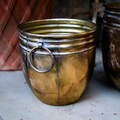 Madison & Mayfair Antique Gold Small Metal Planter from B&Q