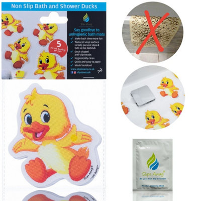 Slips Away Anti Slip Kids Bath Stickers - Cute Duck ( 5X Pack )