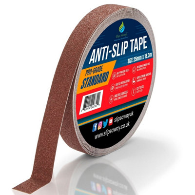 Slips Away Non Slip Tape Roll ProAnti Slip Traction For Indoor/outdoor 25mm X 18.3M Brown from B&Q
