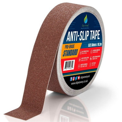 Slips Away Non Slip Tape Roll ProAnti Slip Traction For Indoor/outdoor 50mm X 18.3M Brown from B&Q