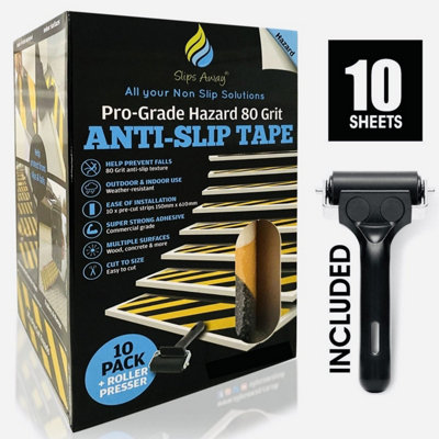 Slips Away Anti Slip Hazard Warning Tape Pre Cut Sheets 150mm X 610mm  10X Pack from B&Q