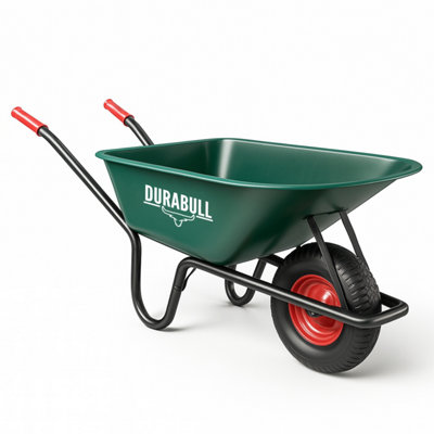 B&Q -  Heavy Duty Garden Wheelbarrow 100L 250Kg Trolley Cart Pneumatic Tyre Green Black