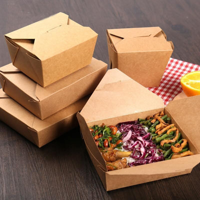 Hot Bargains Takeaway Food Boxes 100 Pack 1400Ml No8 Kraft Biodegradable Leak Proof from B&Q