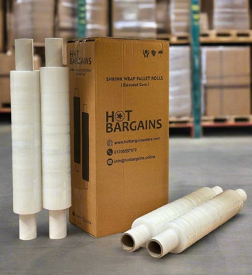 B&Q -  Clear Pallet Wrap 12 Pack Extended Core 400mm X 300M 35 Micron Heavy Duty Film