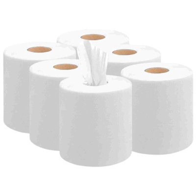  - 6 Pack White Kitchen Rolls Centrefeed Paper Towels Absorbent