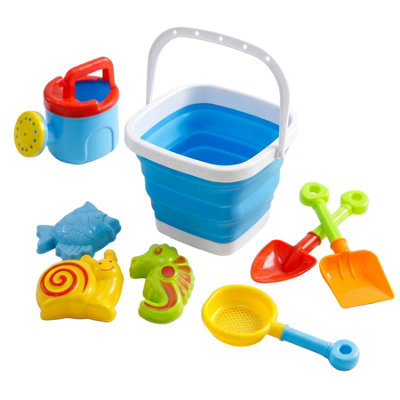 The Magic Toy Shop Kids Collapsible Beach Bucket And Spade Set 8Pc Outdoor Garden Pool Sand Toys from B&Q