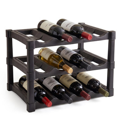 Geezy Wine Rack Stackable 12 Bottle 3 Tier Storage Stand Stylish Durable Free Standing