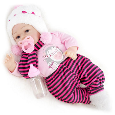 Bibi Doll Reborn Baby Doll Girl Realistic Toy Lifelike Dummy Bottle 17" Bibi Doll from B&Q