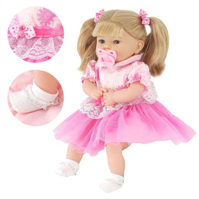 Bibi Doll Lifelike Soft Realistic Baby Doll Girl Toy Pink Design & Sounds 18" Bibi Doll from B&Q